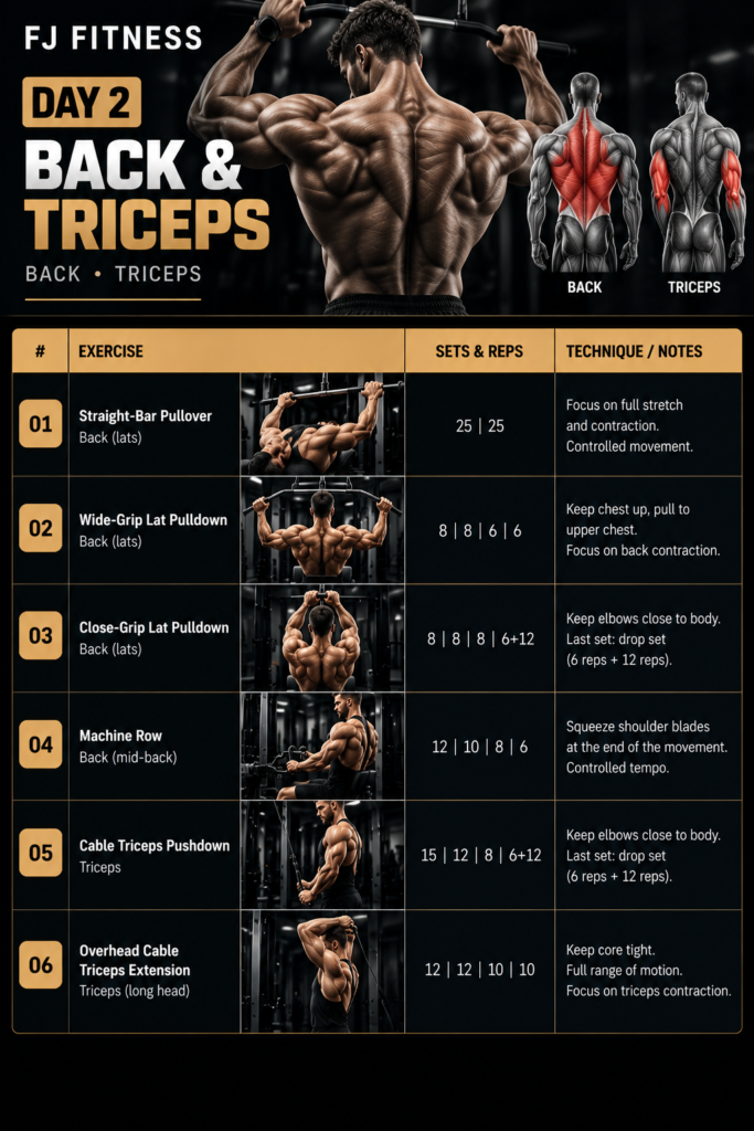 back & triceps workout chart