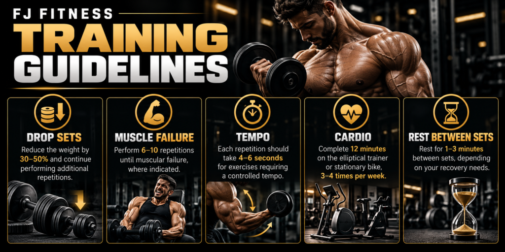fj fitness training guidelines infographic